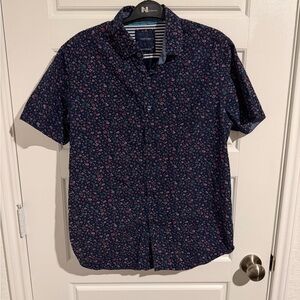 Cactus Men's Navy and Pink Floral Button Down Shirt
